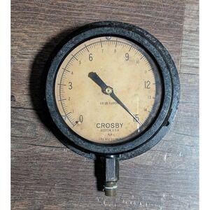 Vintage 5" Black Crosby 1/8 lb SubDiv Vacuum Gauge AA PSI